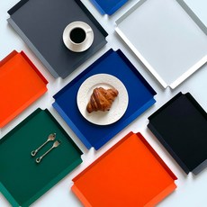 무광 메탈 컬러 스텐트레이 스텐쟁반 플레뚜 트레이, 1개, 화이트