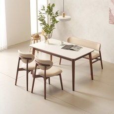 [데코라인] 라만차 4인 세라믹 식탁 세트(의자 2EA+벤치1EA) / (수도권, 선택:4인 식탁+의자2EA+벤치1EA, 상세 설명 참조