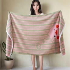 純棉浴巾卡通男女通用全棉柔軟吸水加厚兒童浴巾, 1個, 可愛鴨鴨粉色,純棉70*140cm  浮動5釐米