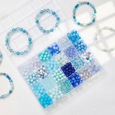 24칸 유리구슬 8mm 혼합구슬 480pcs 크렉무늬 크리스탈, 1개, 24칸 블루