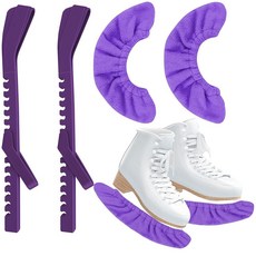 Anglekai 하키 스케이트 가드 2+2개 조절 가능한 피겨 스케이팅 블레이드 가드 아이스 스케이트 블레이드 커버 보호용 (퍼플 M), 퍼플