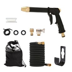 레브홈 초강력 고압분사기 늘어나는 물 호스 세트, 블랙, 30m