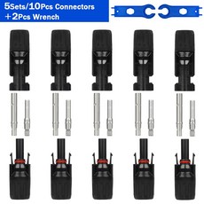 10 20 30 50쌍 태양광 케이블용 패널 커넥터 PV 방수 2개 스패너 1000V IP67 30A 스테커 키트, 5Sets10Pcs