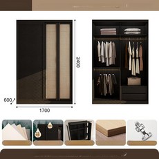 붙박이장10자 맞춤가구 10자 무몰딩 거실 옷장 안방, 조립형, 옷장 1 7 2 4 슬라이딩 도어 1개 2개