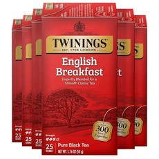 Twinings Nightly Calm 허브 티 개별 포장 백 20개 (1팩) 스피어민트 및 레몬그라스 천연 카페인 프리 뜨겁거나 차갑게 즐기기 티백 20개, 25개 (6팩), 잉글리시 아침 식사