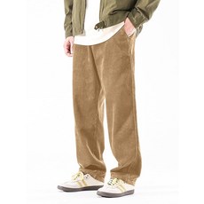 PLEPAN 남성용 코듀로이 팬츠 배기 와이드 레그 루즈 핏 드로스트링 신축성 있는 허리 스웨트팬츠 빈티지 팬츠 베이지. 3XL