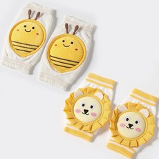 臺灣出貨 嬰兒爬行護膝蓋 兒童防摔學走路 寶寶爬行護膝 夏季護肘 加厚學步軟墊 涼感護膝 幼兒爬行護膝 ZDIB, 黃獅子+小蜜蜂（0-3歲）-2雙裝, 1個