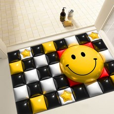 폴라도레 빨아쓰는 규조토 발매트 착시 3D 입체 귀여운 캐릭터 주방 욕실 화장실 매트, 18.스마일, 1개