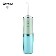 Kuchae 휴대용 무선 구강세정기 전동펄스 건강한 구강 관리 + 4개노즐팁, 그린, KU-6886