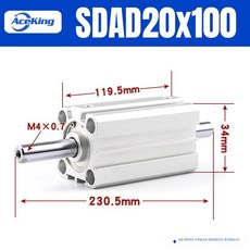 에어텍 SDAD20X25S 실린더 스트로크 시리즈, 1개, SDAD20x100