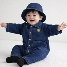 몽실이 포켓데님 긴팔우주복 유아용 아기 외출복 돌선물 백일선물