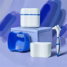 유지장치 세척기 교정기 틀니 세척 살균기 투명 전용 클리너 의치 솔 통 케이스, 세척함-블루