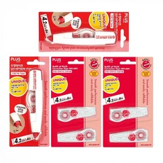 더주니 플러스 수정테이프 화이퍼 MR WH-604 (본체+리필) 세트, 1세트, 레드 본품 2개 + 리필 2개