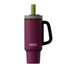 Sidagar 대용량 세라믹 빨대텀블러 손잡이텀블러 차량 탑재 휴대용 보온보냉컵, 1개, 1100ml, 퍼플