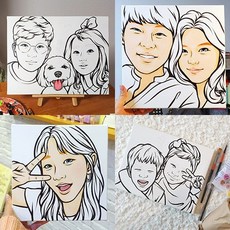 100%수제 셀프 팝아트초상화 DIY 키트 부모님 결혼 생일 커플 기념일 캐리커쳐 팝아트 캔버스 액자, 2인(팝아트감사패), 추천 41X27cm(문구/카네이션/배경완료), 1개