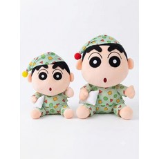 【正版授權】蠟筆小新 經典睡衣抱枕款 絨毛娃娃 9.5吋/12吋 安撫抱枕娃娃可愛睡帽坐姿娃娃 生日禮物 交換禮物, 蠟筆小新睡衣9.5", 1個