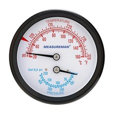 MEASUREMAN Commercial Tridicator 보일러 게이지 키트 6.4cm(2.5인치) 다이얼 0-200 PSI (ft H₂O) 및 21.1-160°C(70, MEASUREMAN Commercial Tridicat