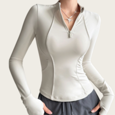 Makone 여성 봄 가을 집업 솔리드 트레이닝복 사계절 요가 필라테스 상의