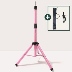 마운틴스톤 라이트락 미용 삼각대 헤어 발판 거치대 홀더 가발 마네킹 스텐드, 1개, 핑크