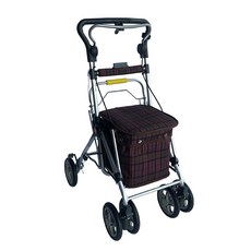 【海夫健康生活館】YL 高度調整 煞車 摺疊 銀髮族 購物助行車 步行輔助車 紅色格紋(NO.335-02), 1個