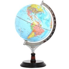SkyGlobe 10吋 行政藍色海洋木質地球儀 中英文對照 附燈 台灣製