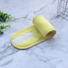 魔術貼洗臉髮帶 化妝髮箍 瑜伽運動頭帶 可調節柔軟親膚束髮帶, 1個, 黃色