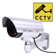 트리오즈 가짜 CCTV 모형 적외선 감시 카메라 녹화중 스티커 증정, 실버, 1개