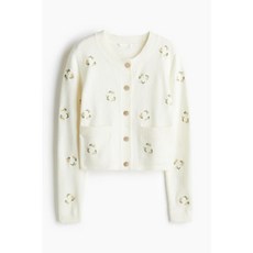 국내백화점 H&M 가디건 브랜드관 엠브로이더리 화이트 1227605001 커플 사무실 (BK파우치 증정)