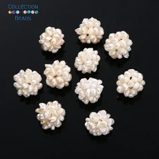 1pc 천연 담수 진주 꽃 공 교양 바로크 화이트 비즈 보석 만들기 액세서리에 대한 매력, 01 14mm 15mm, 01 White
