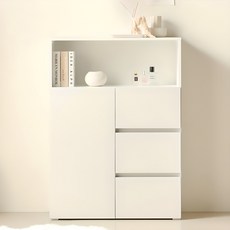 룸앤디 모노 더높은 서랍수납장 800 상부오픈형 방문설치, 화이트, 3단