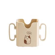 兒童果汁神器保久乳杯架，折疊防灑飲料杯架，寶寶輔助牛奶杯架, 奶茶色 貓貓, 1個