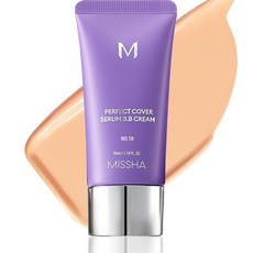 MISSHA M PERFECT COVER SERUM BB 크림 No.33 탠 - 따뜻한 언더톤 스킨 틴트 틴트 모이스처라이저 케어 파운데이션 메이크업 한국 300ml(1, No.19 (아이보리)