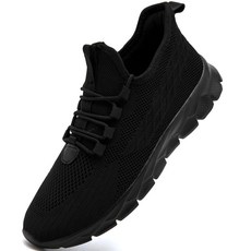 YOSFDC 여성용 신발 러닝 워킹 테니스 슬립온 스니커즈 편안하고 통기성이 좋은 캐주얼 여성용 블랙. 6.5