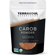 Terrasoul Superfoods 캐롭 분말 파우더 454g 코코아 파우더 대체, 1개