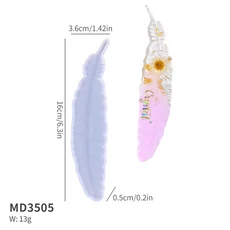 실리콘 몰드 구멍 주조 에폭시 깃털 북마크 펜던트 송진 몰드 DIY 4 구 직사각형 북마크 SZ080, 03 MD3505