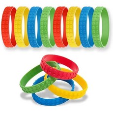 10pcs 빌딩 블록 팔찌 파티 호의 벽돌 실리콘 팔찌 선물 가방 필러 카니발 상품 생일 용품, Bracelet mixed