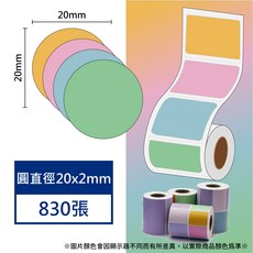 酷達人芯燁標籤紙XP201A 莫蘭迪色系 防水防撕 冷藏適用 精臣B3S 愛思B23 噗趣AQ 德佟P1相容, 1個, 夢想樂園圓20x2排x830張