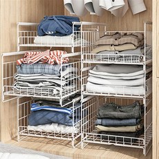 튼튼 슬라이딩 옷정리 선반 트레이 리빙박스 옷장 수납함 바지정리함 붙박이장칸막이 중형 대형, 1개, 대형 1단