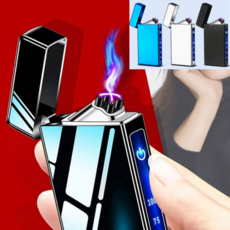 새로운 라이터 빛불 열선NO 깔끔한 반영구적 신사 플라즈마 라이터 USB충전식 선물용, 1개, 더블아크 플라즈마라이터-무지바이올렛