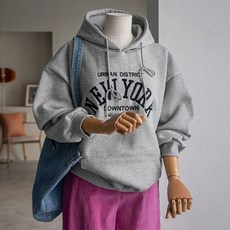 (안나앤플러스) 디스트 레터링 기모 후드티[티셔츠DZU53] 빅사이즈