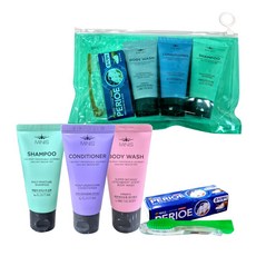 미니스 세면도구 세트 251호 x 1개(샴푸/린스/바디 50ml/칫솔/페리오 치약 8번 가방 )엘라스틴/여행용/휴대용