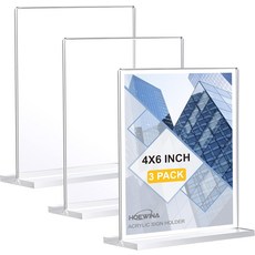 아크릴 간판 스탠드 4 x 6 인치 3 팩 - 매장 및 판매자 부스용 투명 디스플레이 수직 양면 플라이어 플라스틱 종이 홀더, 1_Vertical 3 Pack