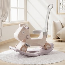 유아용 2in1 흔들 목마, 사랑스러운 핑크 등받이