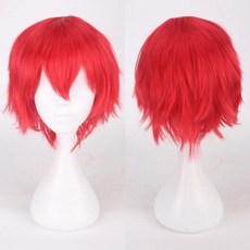 cosplay動漫假髮 反翹短髮 萬用收臉, 大紅色, 1個