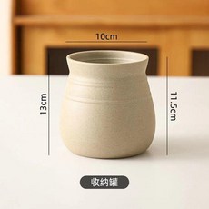 復古陶瓷筷子筒 日式風瀝水收納 廚房桌面筆筒兩用, 1個, 陶土筷筒收納罐（單個無孔）, 陶土筷筒收納罐（單個無孔）