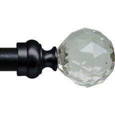 金屬窗簾桿 飾頭 寶石造型 適用桿徑16mm 古典系列 DIY裝飾 (1組2入), 黑色