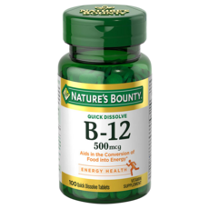 NATURE'S BOUNTY 維生素B12口溶錠 500mcg, 100顆, 1罐