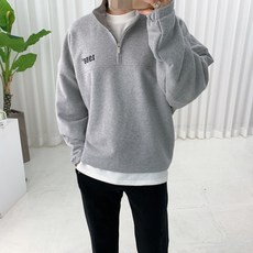 Street J LOGO刺繡半拉鍊長袖T恤