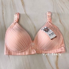 蔓·世代 Vine-Generation BC通杯無鋼圈內衣，舒適透氣條紋設計，包覆副乳三排三扣, 1個, 柑,36