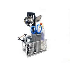 活動式304不鏽鋼筷子籃附水盤 間距可調 多功能, 1個, 不鏽鋼本色